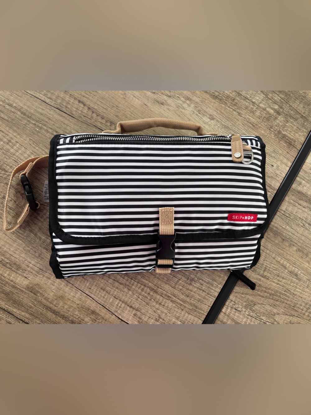 Skip Hop Black & White Striped Travel diaper pad and Organizer